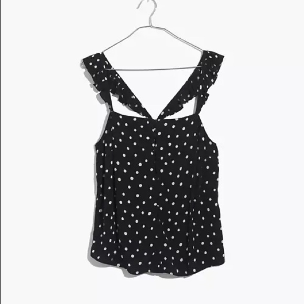 Madewell polka dot ruffle tank